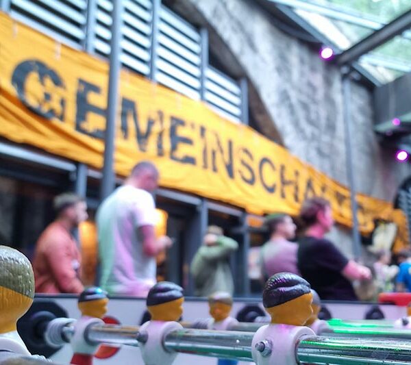 Zaunfahne der Fangemeinschaft Dynamo im Bärenzwinger